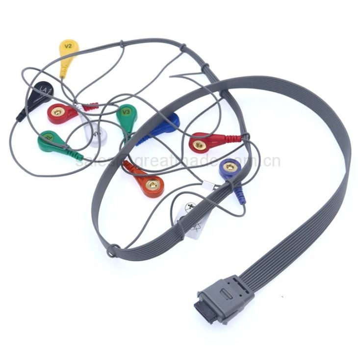 Kompatibles neues biomedizinisches Holter-Kabel BI9800 / BI9000 Holter-EKG-Kabel 10-adrig, AHA 26-polig / 0,9 m