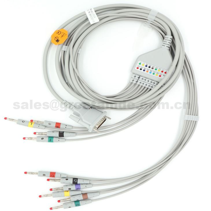 Kompatibles Schiller AT-1 10 Blei EKG-Kabel mit IEC Banana 4.0-Ableitungen