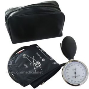 Pädiatrische manuelle Blutdruckmanschette, Einzelschlauchmanschette mit Manometer und Inflationsbirne Dunkelblau.